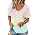 thumbnail image 1 of ibuvkizy Womens Tops Clearance,Short Sleeve Shirts for Women,Women's Fashion Solid Color Short-sleeved V-neck Loose Casual Tops,Plus Size Blouses Shirts,Summer Casual Graphic Tees, 1 of 8
