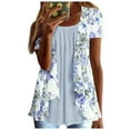 thumbnail image 1 of ibuvkizy Womens Tops Short Sleeve Shirts for Women,Womens Summer Casual Printing Round Neck Tops Loose Blouses,Plus Size Blouses Shirts,Summer Casual Graphic Tees, 1 of 5