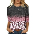 thumbnail image 1 of ibuvkizy Womens Tops,Women's Fashion Printed Loose T-shirt Mid-length 3/4 Sleeves Blouse Round Neck Casual Tops,Tshirts for Women,Plus Size Blouses Shirts,Summer Tops for Women, 1 of 4