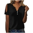 thumbnail image 1 of ibuvkizy Womens Tops Women's Summer Fashion Solid Color V-neck Casual Short Sleeved Top Short Sleeved V-neck Top/Shirt, Plus Size Shirts for Women,Summer Tops Casual T Shirts for Women, 1 of 7