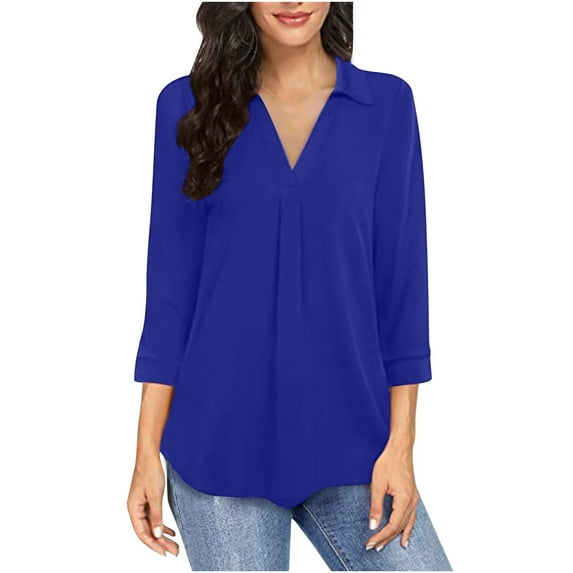 ibuvkizy Womens Tops Plus Size Women Casual Loose Pullover V-neck Top Solid Color Shirt,Tshirts for Women,Plus Size Blouses Shirts,Summer Tops for Women 2025