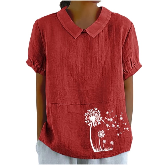 ibuvkizy Womens Tops Short Sleeve Shirts for Women,Women's Casual Retro Style Casual Printed Blouse V-Sleeve Blouse/Shirt,Plus Size Blouses Shirts,Summer Casual Graphic Tees