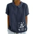 thumbnail image 1 of ibuvkizy Womens Tops Short Sleeve Shirts for Women,Women's Casual Retro Style Casual Printed Blouse V-Sleeve Blouse/Shirt,Plus Size Blouses Shirts,Summer Casual Graphic Tees, 1 of 4