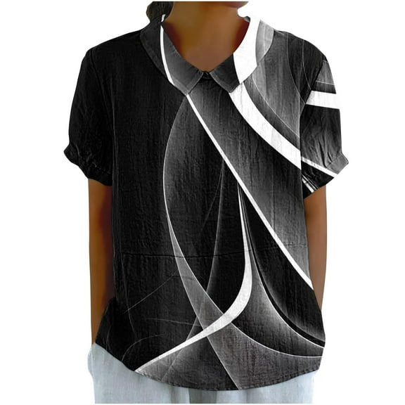 ibuvkizy Womens Tops Short Sleeve Shirts for Women,Women's Casual Retro Style Casual Printed Blouse V-Sleeve Blouse/Shirt,Plus Size Blouses Shirts,Summer Casual Graphic Tees