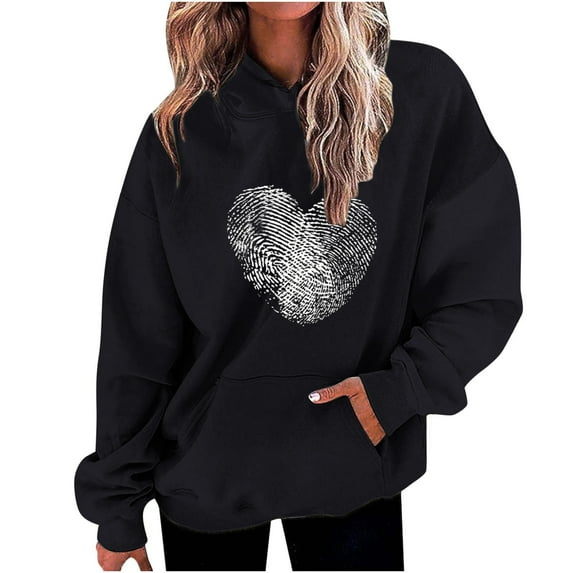 ibuvkizy Womens Tops Womens Fashion Casual Printing Long Sleeve Tops Hoodie Sweatshirts,Tshirts for Women,Plus Size Blouses Shirts,Summer Tops for Women 2025