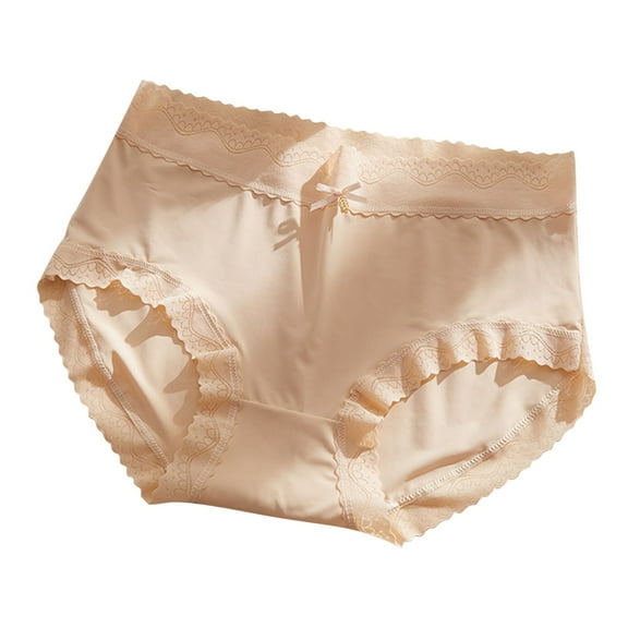 ibuvkizy Womens Underwear,Panties for Women Soft Stretchy Briefs,Ice Silk Underwear Traceless Mid Waist Cotton Breathable Pants Ultra Thin Silk Breathable Underwear