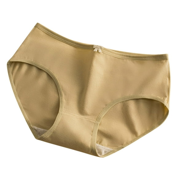 ibuvkizy Womens Underwear,Panties for Women Soft Stretchy Briefs,Solid Color Style Bow Women's Cotton Crotch Middle Waist Sweet Hip Pants