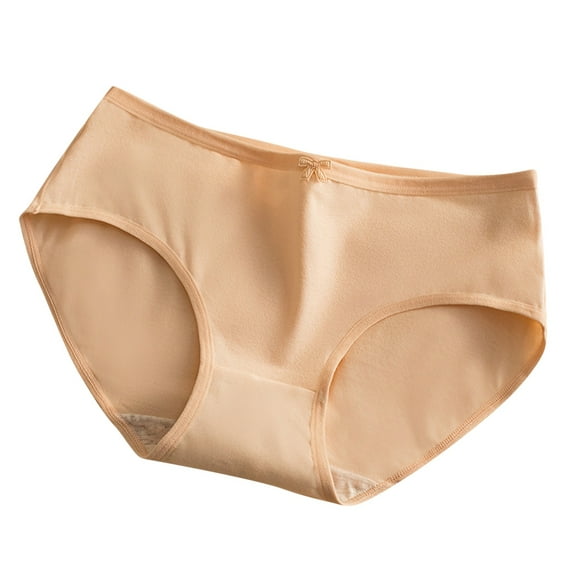 ibuvkizy Womens Underwear,Panties for Women Soft Stretchy Briefs,Solid Color Style Bow Women's Cotton Crotch Middle Waist Sweet Hip Pants