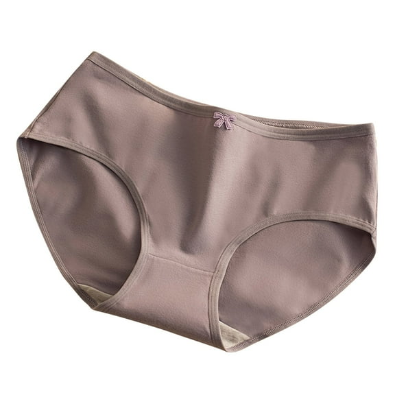 ibuvkizy Womens Underwear,Panties for Women Soft Stretchy Briefs,Solid Color Style Bow Women's Cotton Crotch Middle Waist Sweet Hip Pants