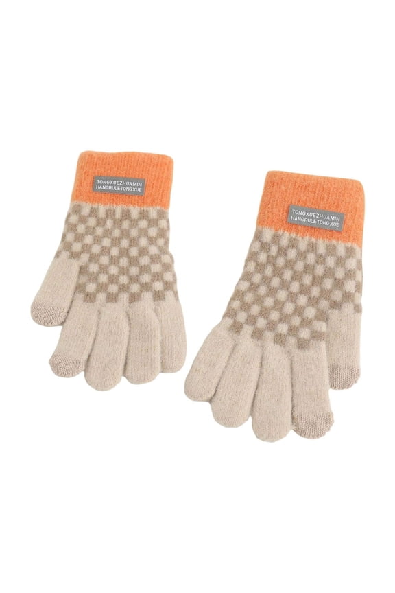 Womens Winter Gloves,Colorblock Plaid Cold-Proof Touchscreen Warm Gloves,Gifts for Women