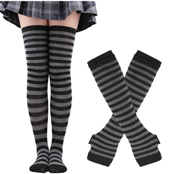 ibuvkizy Womens Winter Gloves,Long Gloves Knitted Fake Sleeves Exposed Warm Arm Mitten and A Set Of Long Socks Suit,Gifts for Women