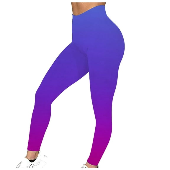 ibuvkizy Workout Leggings for Women Yoga Pants,Women's Fashion Gradient Elastic Skinny Pants Fitness Running Tight Yoga Pants Leggings Multicolor,L