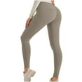 thumbnail image 1 of ibuvkizy Workout Leggings for Women Tummy Control,Women's Long Solid Color Hip Lift Fitness High Waist Elastic Exercise Yoga Pants Khaki,S, 1 of 4