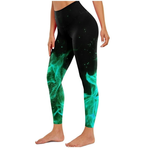 ibuvkizy Workout Leggings for Women Yoga Pants,Women's Flame Printed Leggings Fitness Running Tight Yoga Pants Mint Green,XXXL