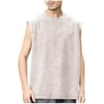 thumbnail image 1 of ibuvkizy Workout Tank Tops Men Casual Round Neck Solid Color Sports Washed Cotton Retro Distressed T-shirt White,S, 1 of 7