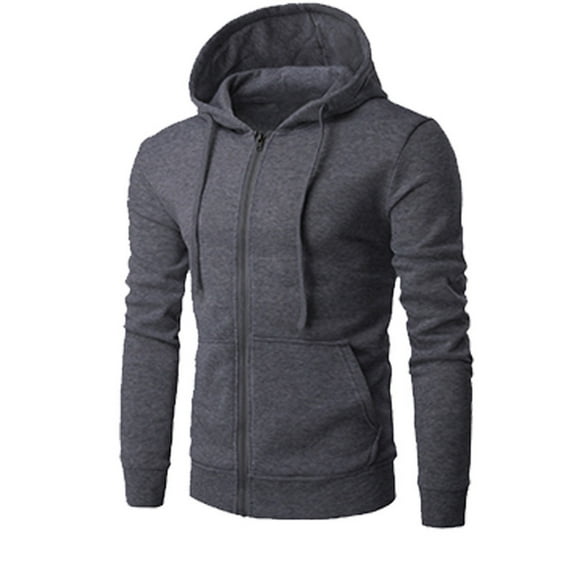 ibuvkizy Zip Up Hoodies for Mens Drawstring Hoodies Pullover with Pockets Men's Solid Color Hooded Cardigan Loose Casual Sports Zipper Hoodie Coat Dark Gray,XL