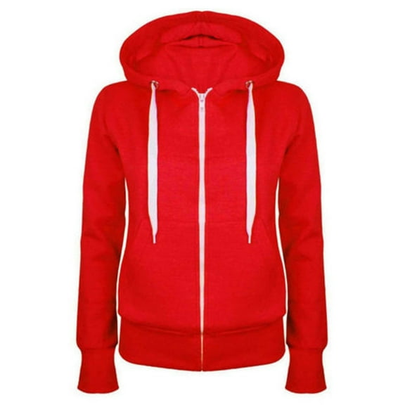 ibuvkizy Zip Up Hoodie Women with Pockets,Fall Jackets for Women 2025 Long Sleeve Casual Hooded Slim Zipper Fleece Sweater Coat Red,XL