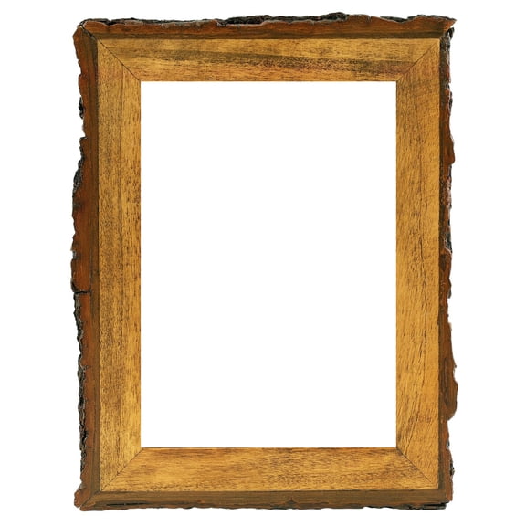 ic 5x7 picture frame solid wood, natural bark edges, high clarity glass, farmhouse decor, wall hanging or tabletop display, brown