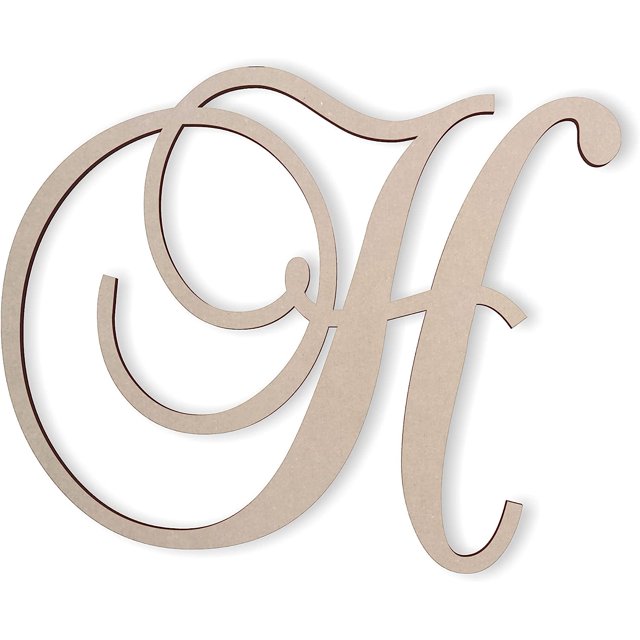 ica Wooden Letter H, Wooden Hanging, Large Wooden Letters, Cursive Wood