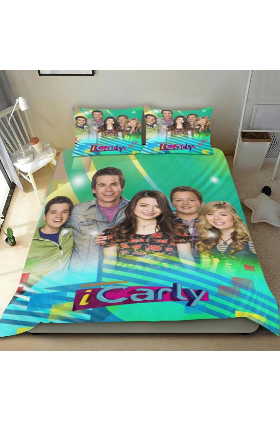 icarly Themed Bed Sheet Set Three Piece Set 53x79 In ches Comfortable And Skin Friendly Unique Design Creating A Star Studded Night Home Decor Gifts For Family Friends fans