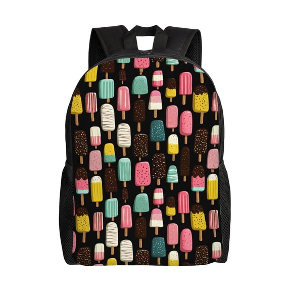 ice cream popsicles Backpack with 15 Inch Laptop Compartment,Water-Resistant Daypack, Large Capacity Backpack with Adjustable Breathable Shoulder Straps for Daily Use Travel Gym