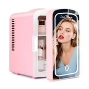 iceBlue LED Mirror Skincare Refrigerator- 4L Mini Fridge for Makeup & Drinks - Car/Home Portable Cooler