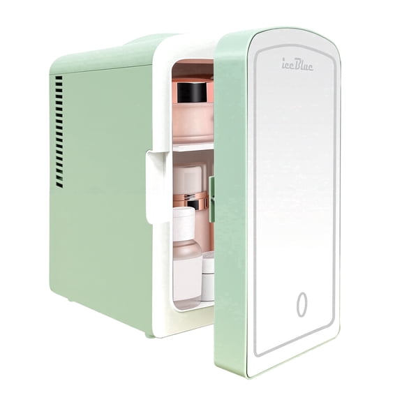 iceBlue 6L Skincare Mini Fridge with LED Mirror, Portable Car Home Refrigerator, Compact Cooler for Makeup and Beverages