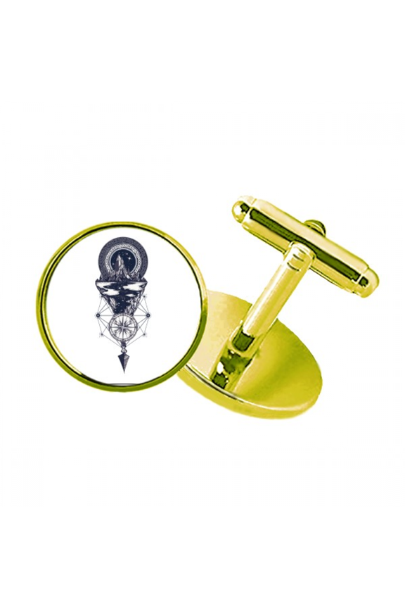 iceberg compass stars art pattern studded business metal cufflinks en