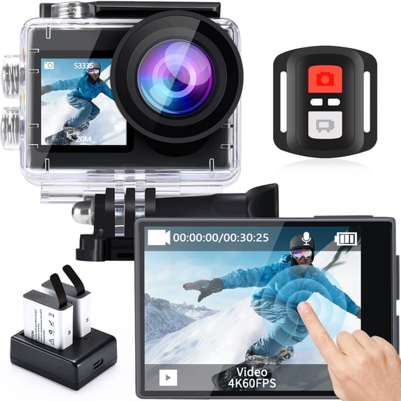 Icefox 4K 60FPS Action Camera, 20MP Waterproof with EIS, 5X Zoom, WiFi Remote, SnapPro App, Ideal for Cycling, Swimming, and Diving (Black)