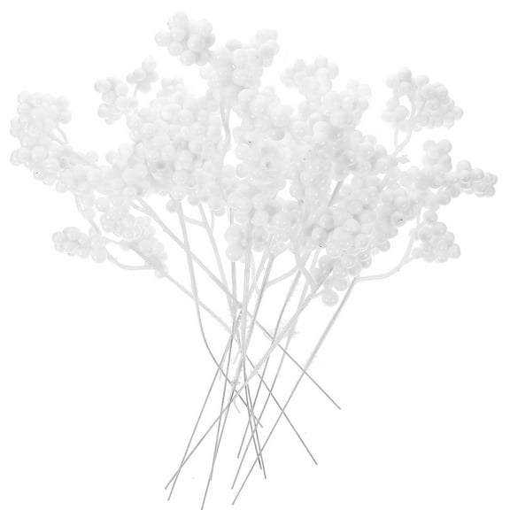 icolorfuled 12Pcs White Artificial Berry Stems Christmas Twig Decor