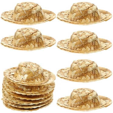 12pcs Decorative Straw Hats with Exquisite Adornments for Photo Props and Decors