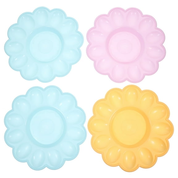 icolorfuled 4pcs Deviled Egg Dish Egg Platter Egg Tray Egg Holder Container