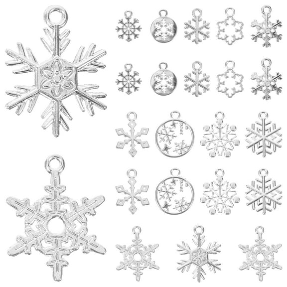 icolorfuled 60 Christmas Snowflake Charms for Jewelry Making - Bulk Alloy Bracelet Supplies