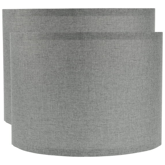 icolorfuled Lamp Shades Set of 2, Natural Linen Drum Shade, 26x26x19cm, Grey