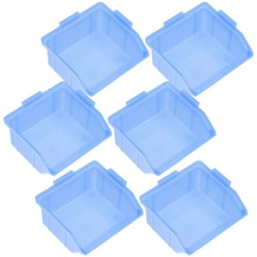 icolorfuled Plastic Storage Bins Stackable Nesting Shelf Box Blue 6pcs