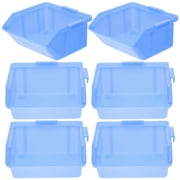icolorfuled Plastic Storage Bins Stackable Nesting Shelf Box Blue 6pcs