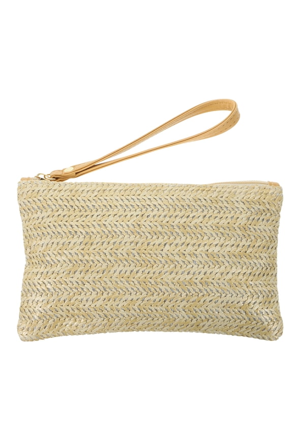 Straw Zipper Clutch Bag Bohemian Wristlet Women Summer Beach Purse and Handbag