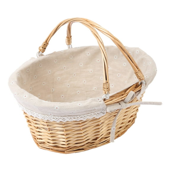 icolorfuled Woven Storage Basket with Handle - 37X27X17cm