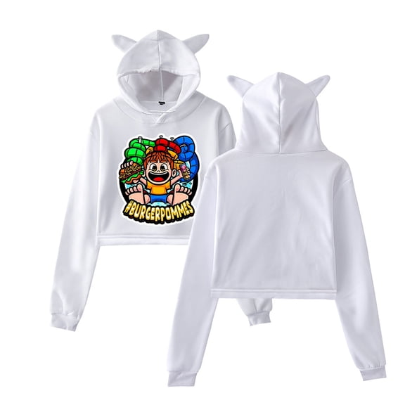 icrimax Cat Ear Fashion Casual Women's Short Hoodie Sportswear