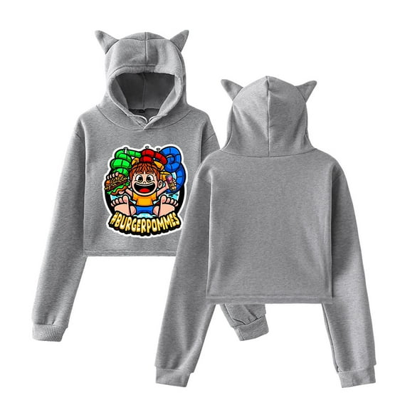 icrimax Cat Ear Fashion Casual Women's Short Hoodie Sportswear