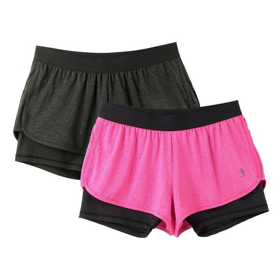 icyzone Exercise Athletic Jogging Shorts 2-in-1