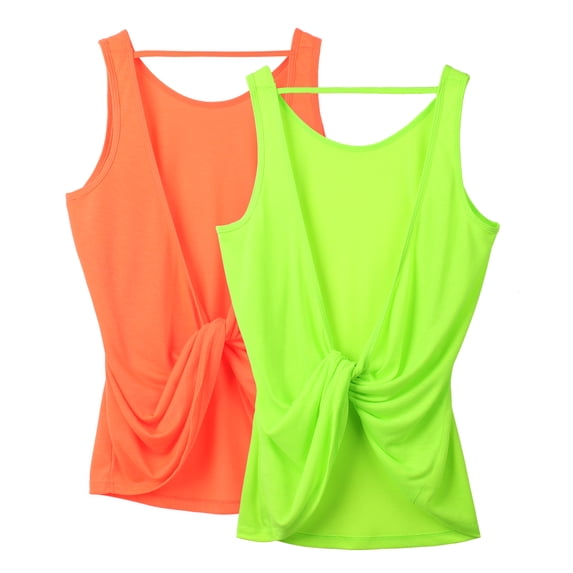 icyzone Open Back Athletic Yoga Tops Gym Shirts Workout Tank Tops for Women