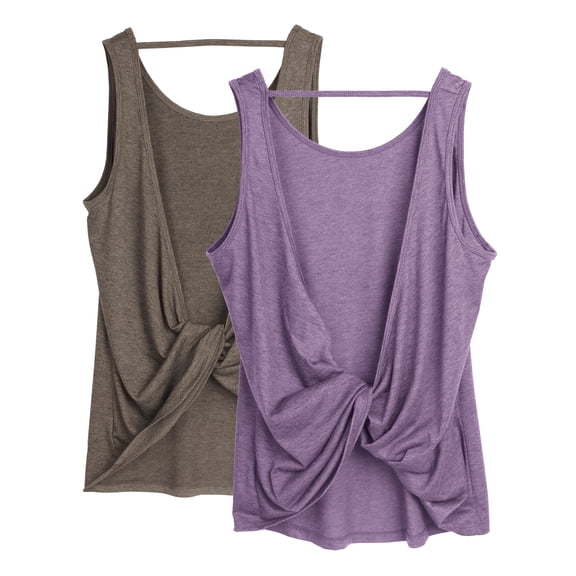 icyzone Open Back Athletic Yoga Tops Gym Shirts Workout Tank Tops for Women