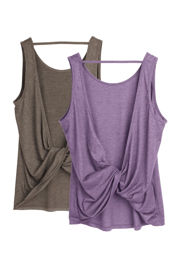 Open Back Athletic Yoga Tops Gym Shirts Workout Tank Tops for Women