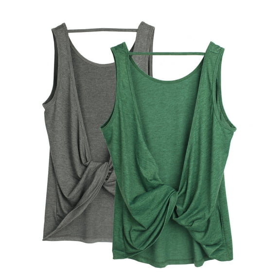 icyzone Open Back Athletic Yoga Tops Gym Shirts Workout Tank Tops for Women