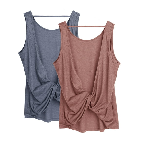 icyzone Open Back Athletic Yoga Tops Gym Shirts Workout Tank Tops for Women