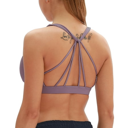 icyzone Padded Strappy Sports Bra Yoga Tops Activewear Workout Clothes for Women