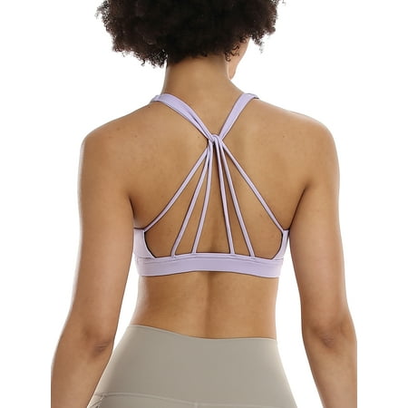 icyzone Padded Strappy Sports Bra Yoga Tops Activewear Workout Clothes for Women