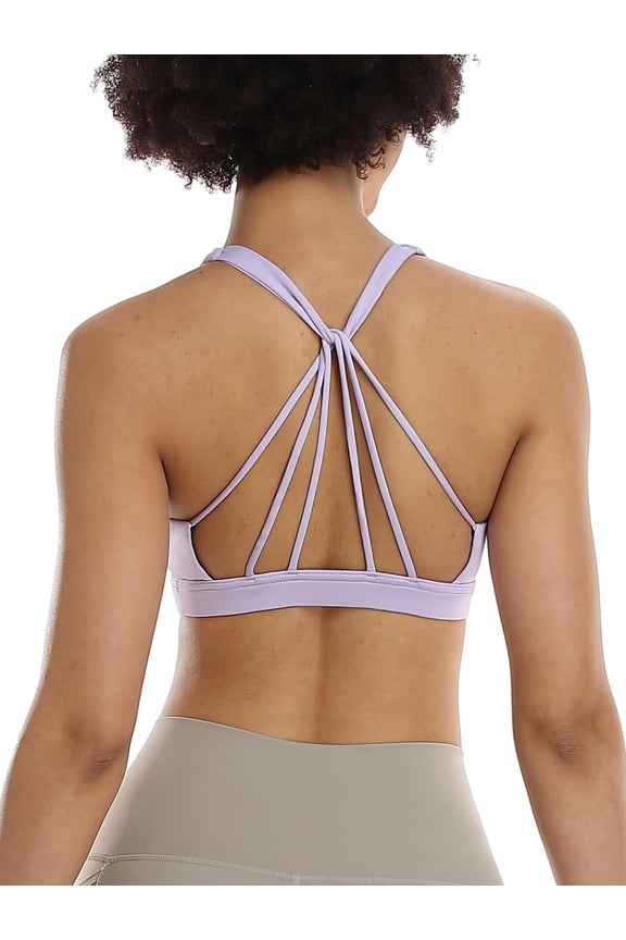 Padded Strappy Sports Bra Yoga Tops Activewear Workout Clothes for Women