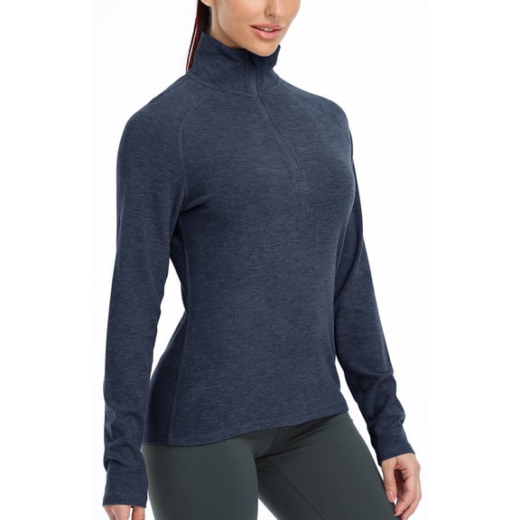 icyzone Quarter Zip Pullover for Women Thermal Long Sleeve Shirts Fleece Jacket